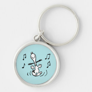 Jordnötter Snoopy Dancing Rund Silverfärgad Nyckelring