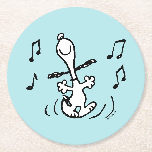 Jordnötter | Snoopy Dancing Underlägg Papper Rund (Framsidan)