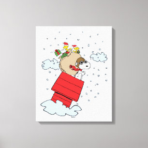 Jordnötter   Snoopy de flugande Ace vid jul Canvastryck
