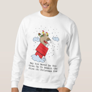Jordnötter   Snoopy de flugande Ace vid jul Lång Ärmad Tröja