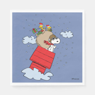 Jordnötter Snoopy de flugande Ace vid jul Pappersservett