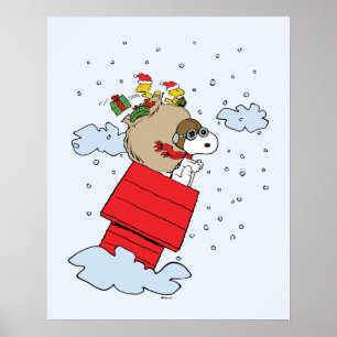 Jordnötter   Snoopy de flugande Ace vid jul Poster