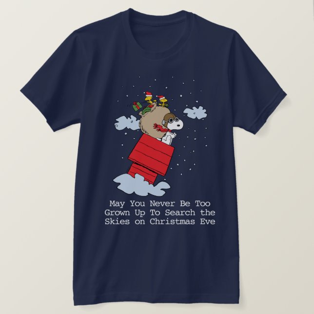 Jordnötter | Snoopy de flugande Ace vid jul T Shirt (Design framsida)
