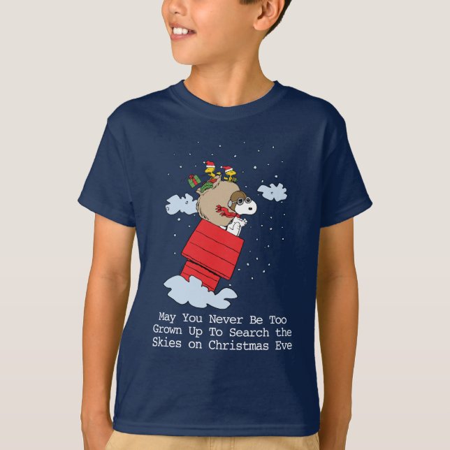 Jordnötter | Snoopy de flugande Ace vid jul T Shirt (Framsida)