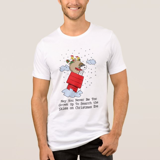 Jordnötter | Snoopy de flugande Ace vid jul T Shirt (Framsida)