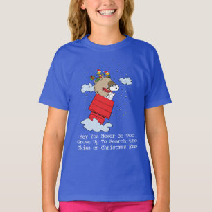 Jordnötter Snoopy de flugande Ace vid jul T Shirt