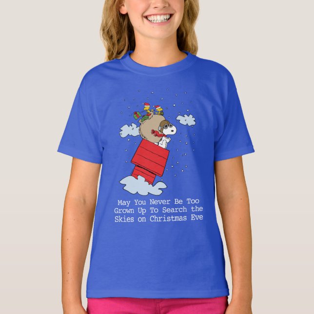 Jordnötter | Snoopy de flugande Ace vid jul T Shirt (Framsida)
