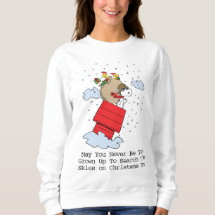 Jordnötter Snoopy de flugande Ace vid jul T Shirt