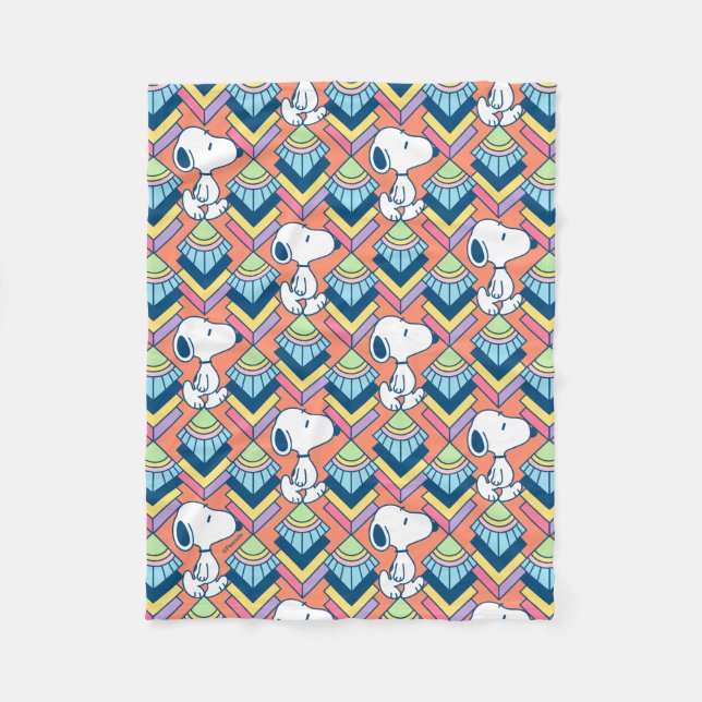 Jordnötter | Snoopy Deco Dreams Mönster Fleecefilt (Framsidan)