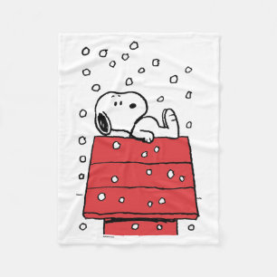 Jordnötter   Snoopy Doghouse Snöflingor Fleecefilt