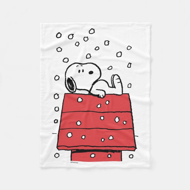 Jordnötter | Snoopy Doghouse Snöflingor Fleecefilt (Framsidan)