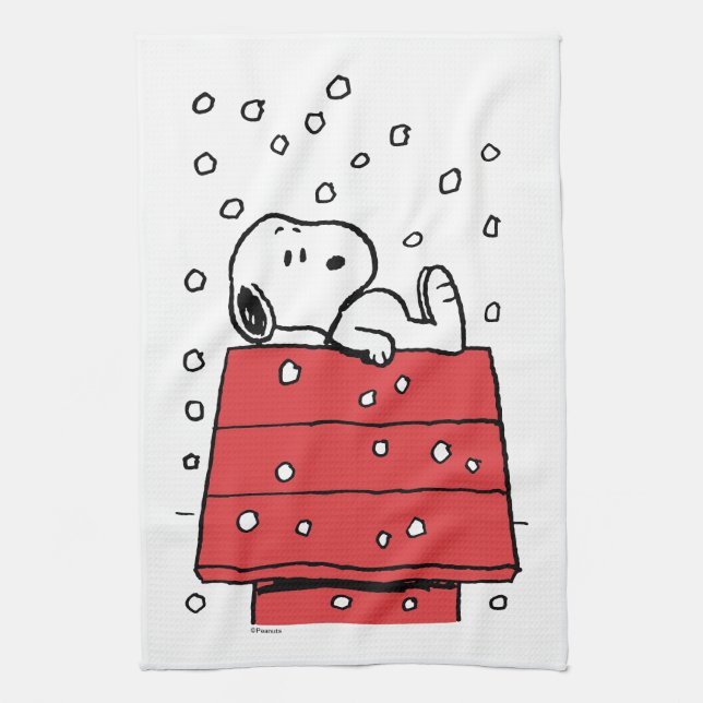 Jordnötter | Snoopy Doghouse Snöflingor Kökshandduk (Vertikal)