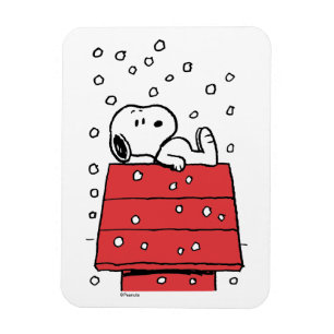 Jordnötter Snoopy Doghouse Snöflingor Magnet