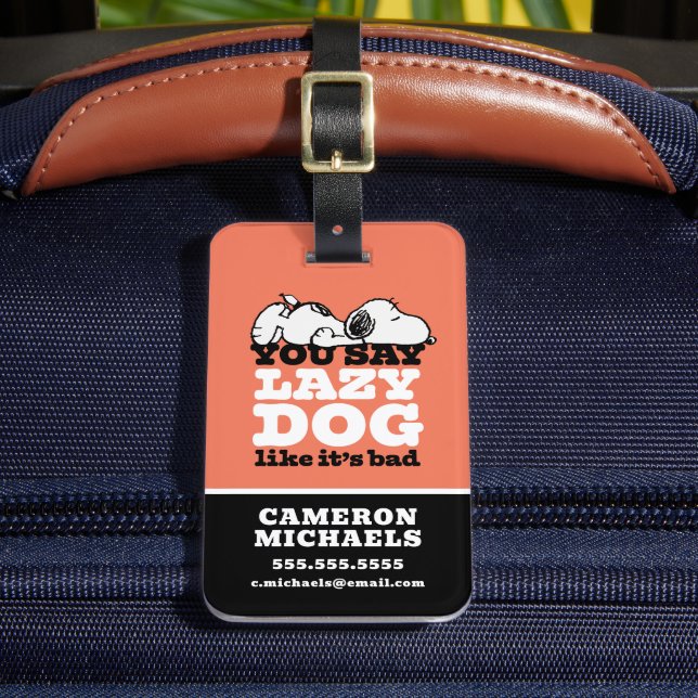 Jordnötter | Snoopy du säger lazy Hund som om det  Bagagebricka (Framsida Insitu 2)