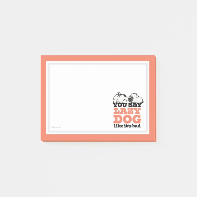 Jordnötter | Snoopy du säger lazy Hund som om det  Post-it Block (Framsida)