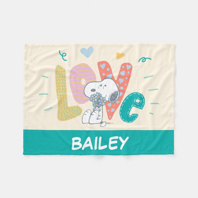 Jordnötter | Snoopy Flower Kärlek Fleecefilt (Framsidan (Horisontell))