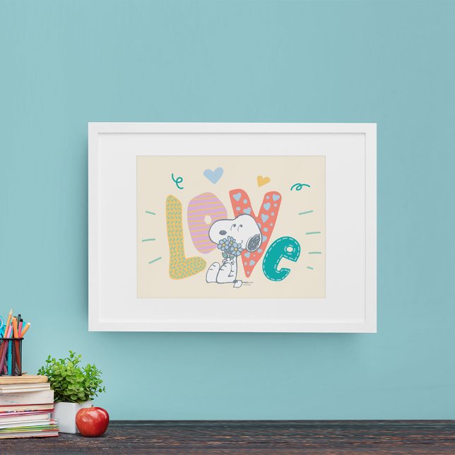 Jordnötter | Snoopy Flower Kärlek Poster (Poster in frame)