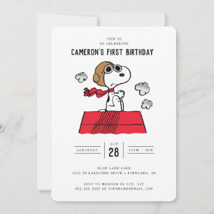 Jordnötter Snoopy Flygande Ace Birthday Inbjudningar