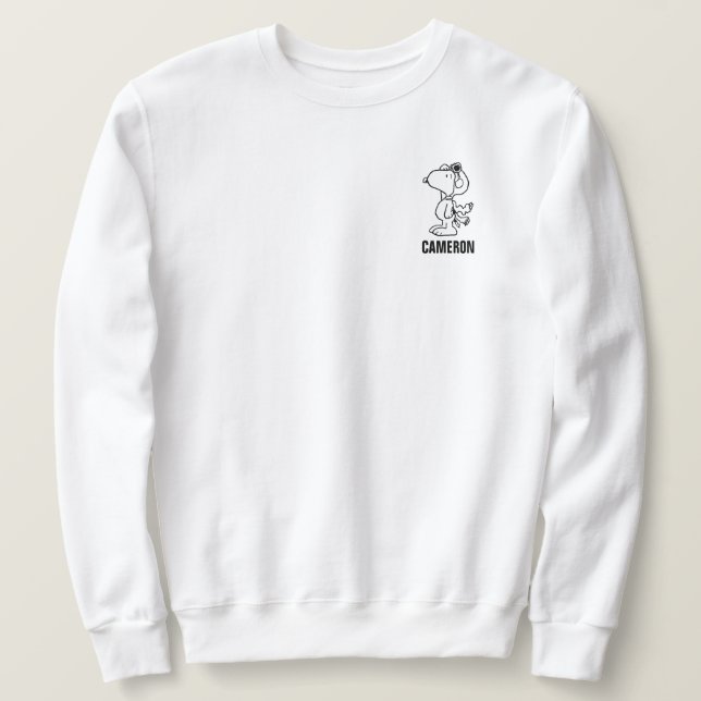Jordnötter | Snoopy Flygande Ace BW Lång Ärmad Tröja (Design framsida)