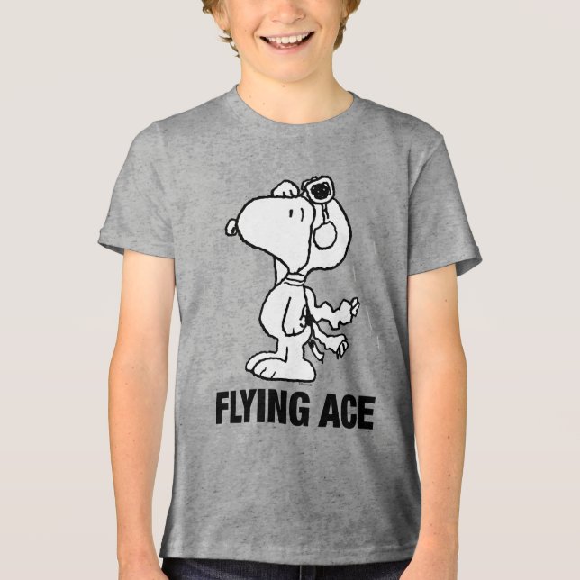Jordnötter| Snoopy flygande Ace BW T Shirt (Framsida)