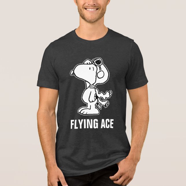 Jordnötter | Snoopy Flygande Ace BW T Shirt (Framsida)