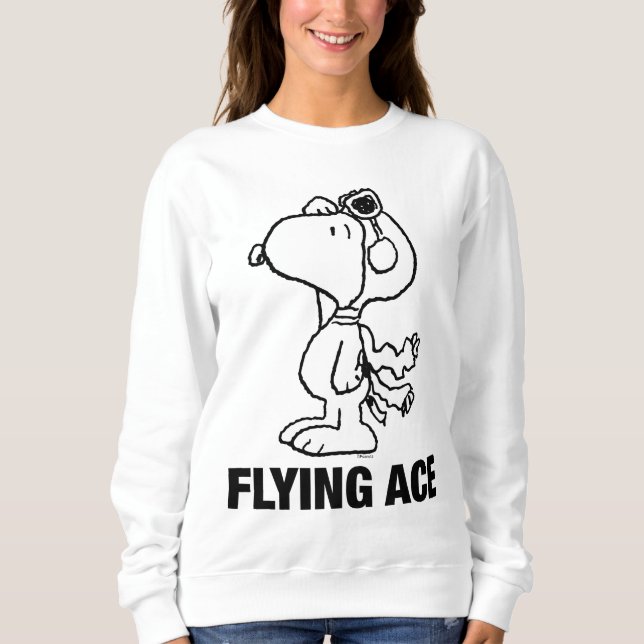 Jordnötter | Snoopy Flygande Ace BW T Shirt (Framsida)