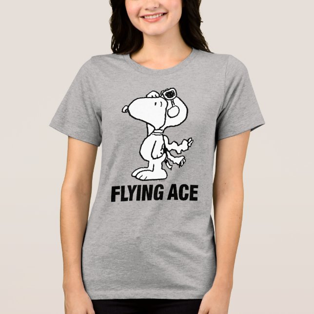 Jordnötter | Snoopy Flygande Ace BW T Shirt (Framsida)