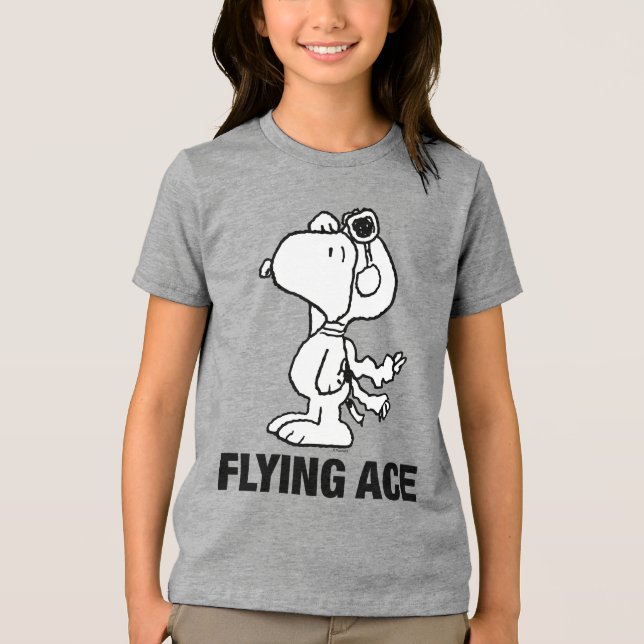 Jordnötter | Snoopy Flygande Ace BW T Shirt (Framsida)