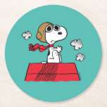 Jordnötter | Snoopy flygande Ace Underlägg Papper Rund<br><div class="desc">Den här söta jordnötsdesignen har Snoopy som det Världskrig jag flyger på för att ta på mig Red Baron of Tyskland.</div>