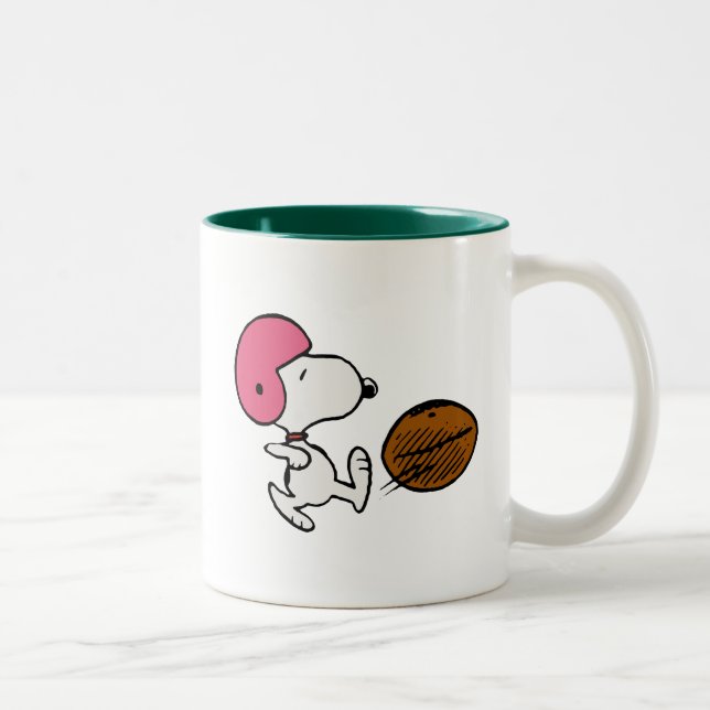 Jordnötter | Snoopy Football Kicker Två-Tonad Mugg (Höger)