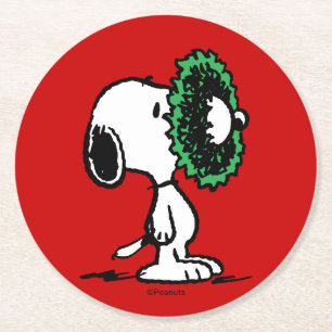 Jordnötter   Snoopy för Helgdagarna Underlägg Papper Rund