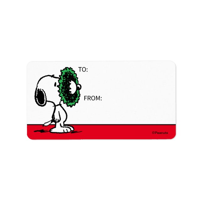 Jordnötter | Snoopy for Helgdagars Gift Märkre Adressetikett (Framsidan)