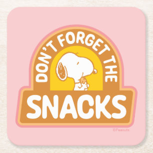 Jordnötter Snoopy Glöm inte Snacks Underlägg Papper Kvadrat
