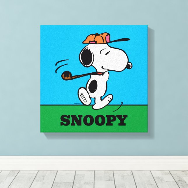 Jordnötter | Snoopy Golf Swing Canvastryck (Insitu (trägolv))