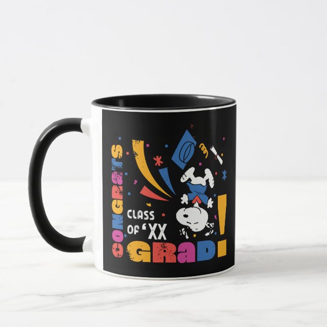 Jordnötter Snoopy Grattis Examen Utexaminerad Konf Mugg (Vänster)