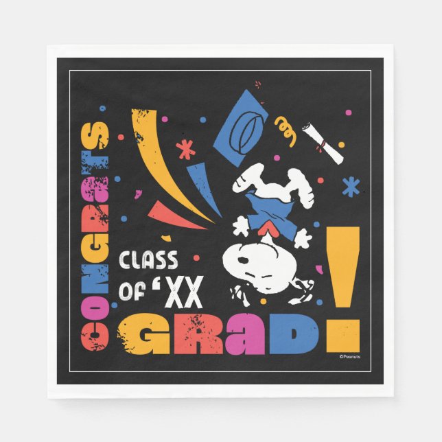 Jordnötter Snoopy Grattis Examen Utexaminerad Konf Pappersservett (Framsidan)