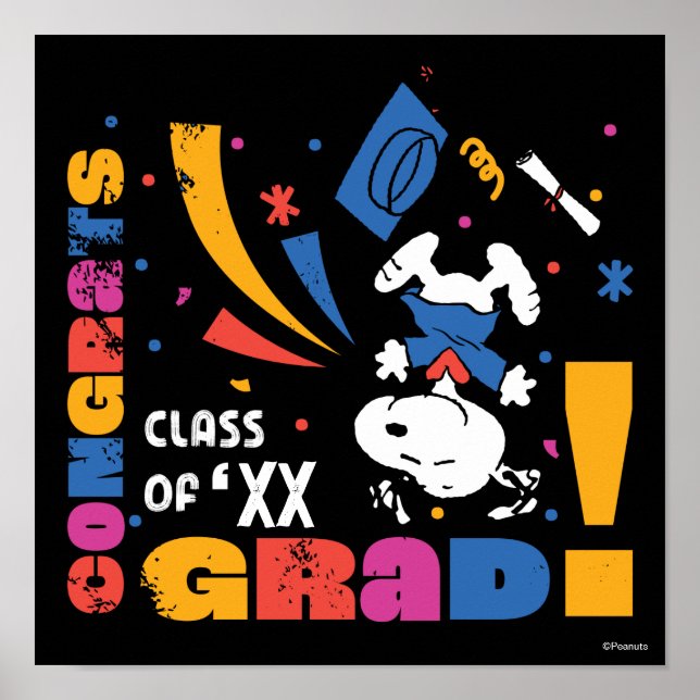 Jordnötter Snoopy Grattis Examen Utexaminerad Konf Poster (Framsidan)