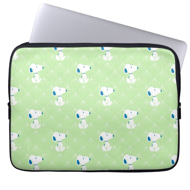 Jordnötter | Snoopy Grönt Deco Dreams Mönster Laptop Fodral (Framsidan)