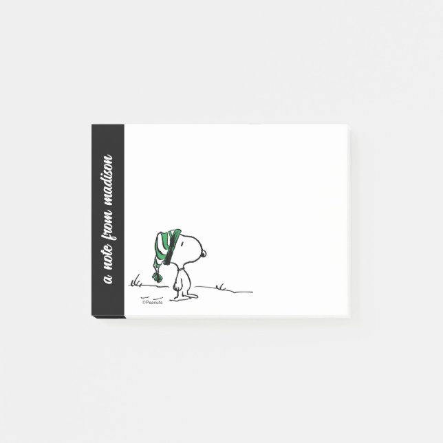 Jordnötter | Snoopy Grönt Snö Cap Post-it Block (Framsida)