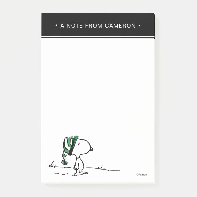 Jordnötter | Snoopy Grönt Snö Cap Post-it Block (Framsida)
