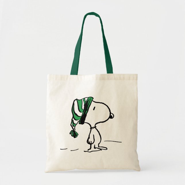 Jordnötter | Snoopy Grönt Snö Cap Tygkasse (Framsidan)