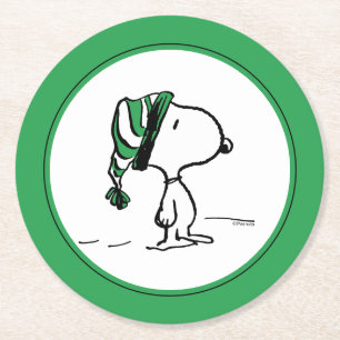 Jordnötter   Snoopy Grönt Snö Cap Underlägg Papper Rund