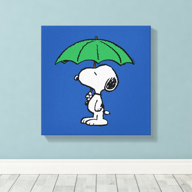 Jordnötter | Snoopy Grönt Umbrella Canvastryck (Insitu (trägolv))