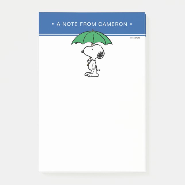 Jordnötter | Snoopy Grönt Umbrella Post-it Block (Framsida)