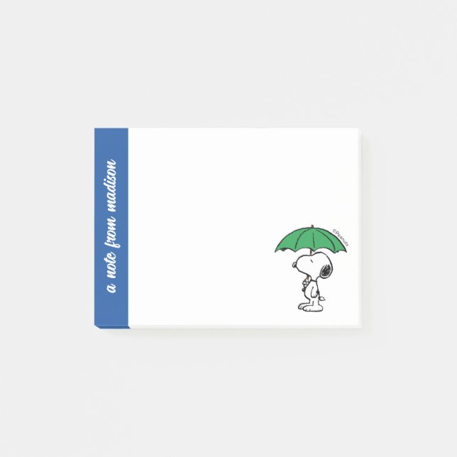 Jordnötter | Snoopy Grönt Umbrella Post-it Block (Framsida)