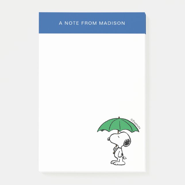 Jordnötter | Snoopy Grönt Umbrella Post-it Block (Framsida)