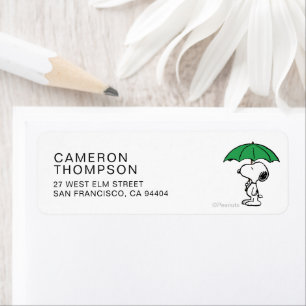 Jordnötter Snoopy Grönt Umbrella Returadress Etikett
