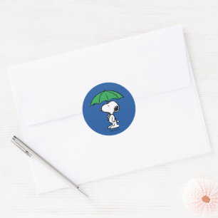 Jordnötter Snoopy Grönt Umbrella Runt Klistermärke