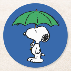 Jordnötter Snoopy Grönt Umbrella Underlägg Papper Rund