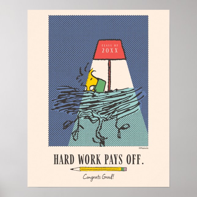 Jordnötter Snoopy Hårt Arbete Betalar Sig Ut Exame Poster (Framsidan)